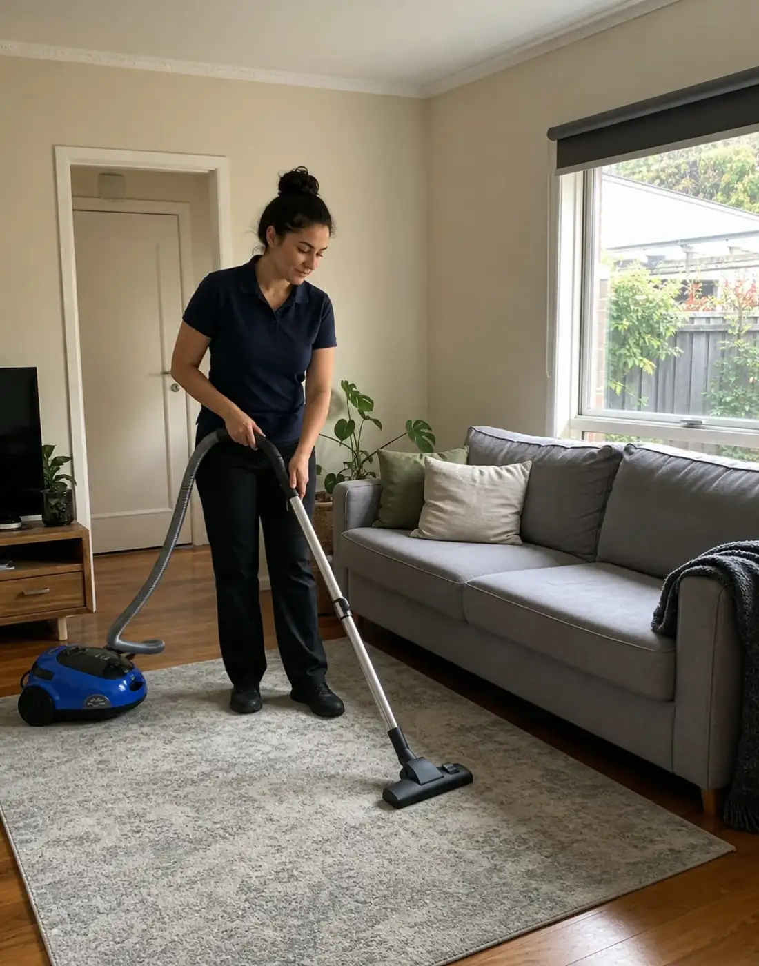Cleaner maintaining a Melbourne home on a regular cleaning visit