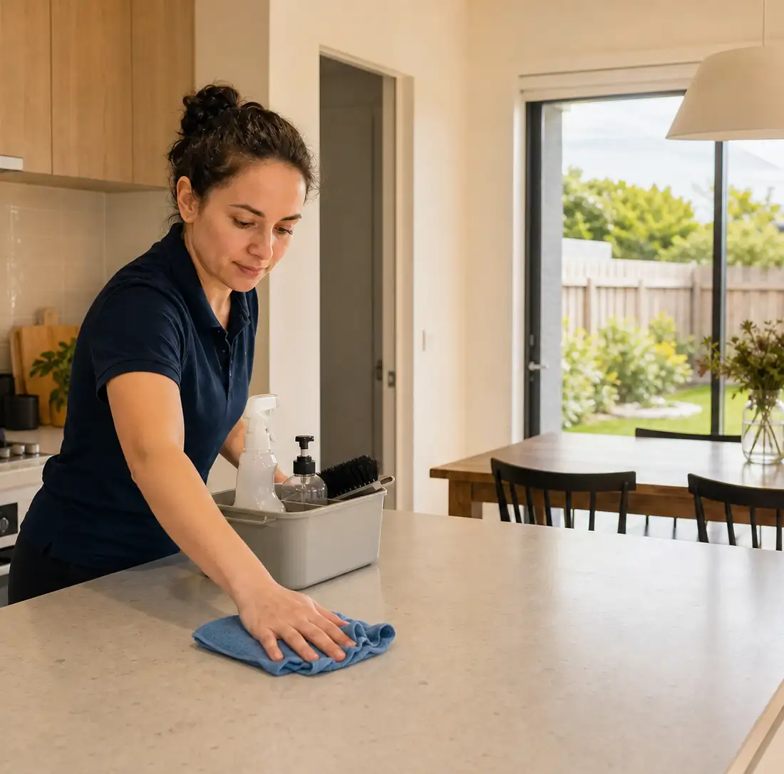 Professional cleaner completing a standard clean