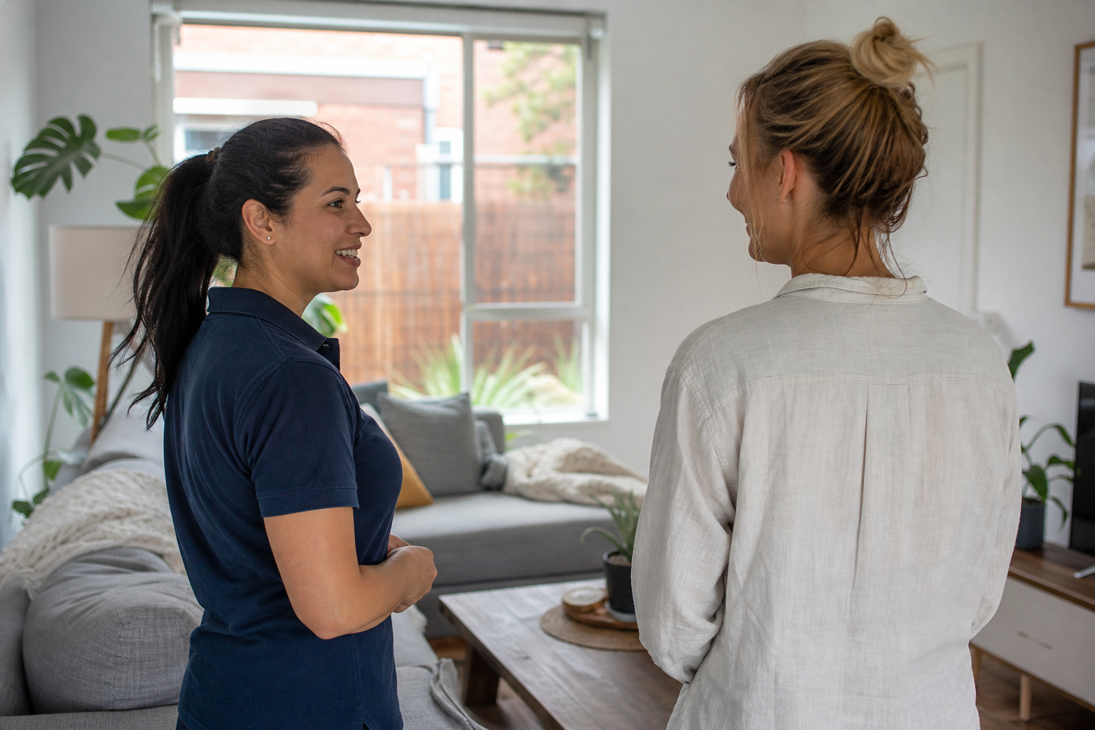 House cleaner preparing for a service in a Melbourne home