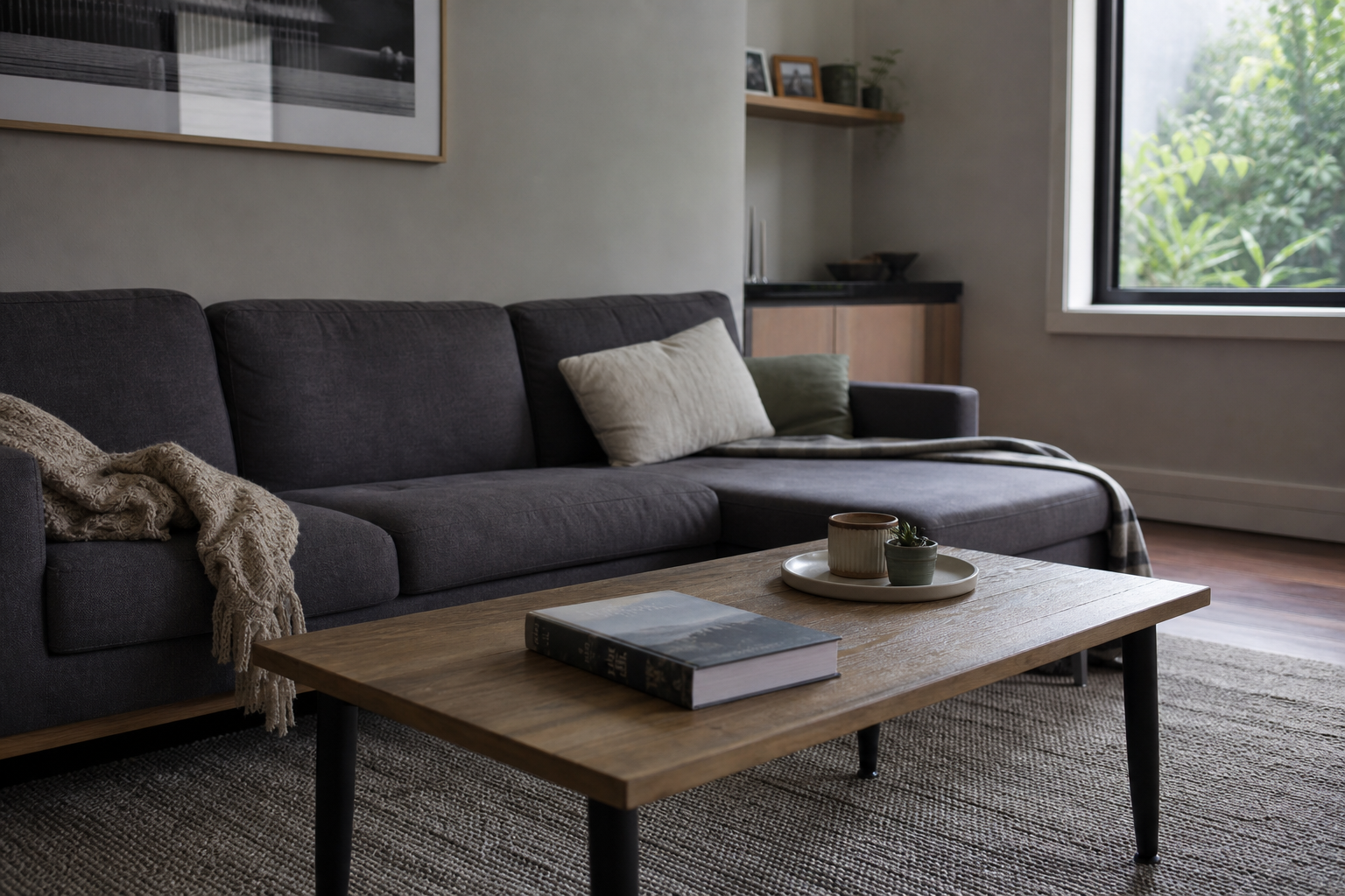 Tidy, sunlit Melbourne living room