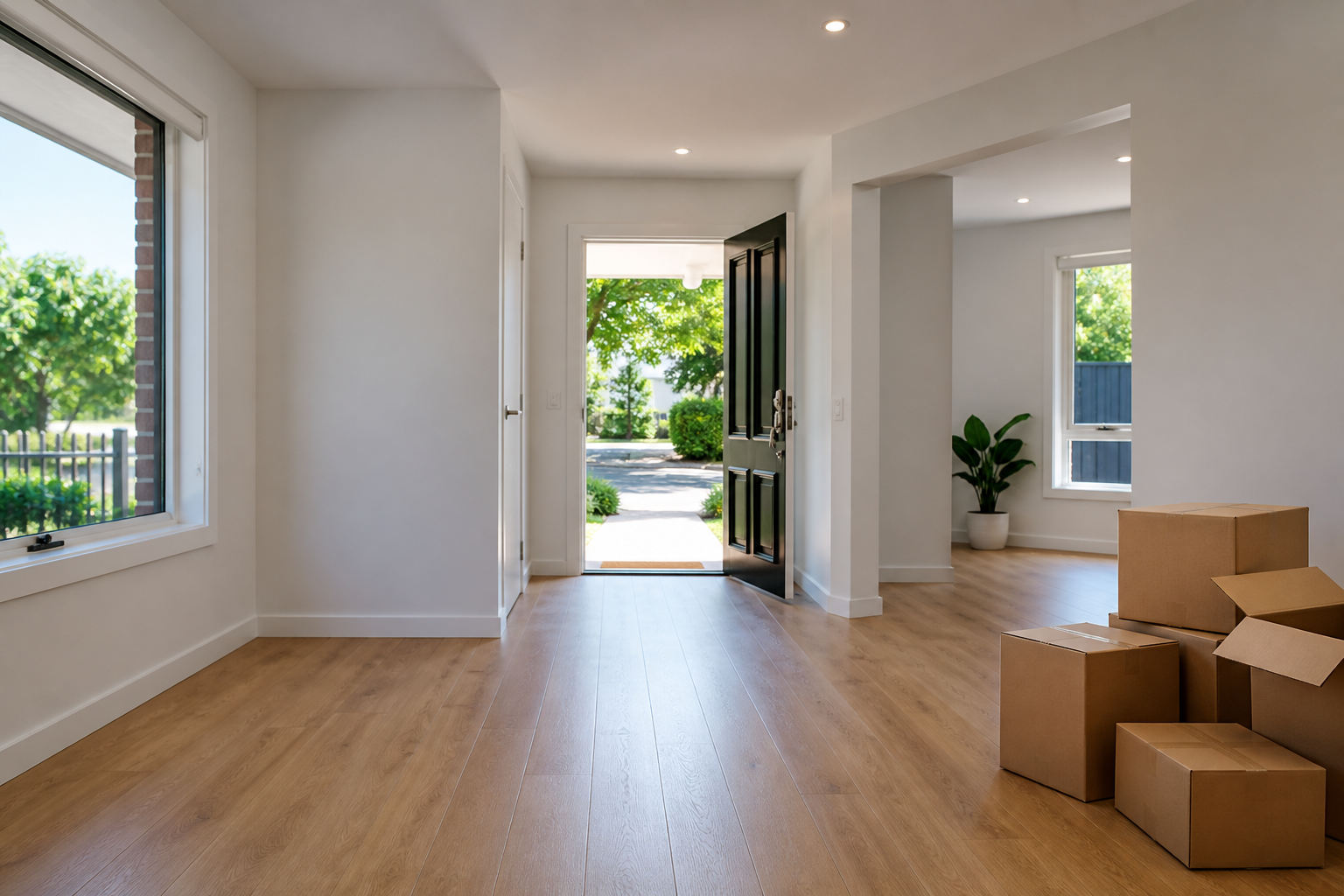 Fresh empty home ready for unpacking on move-in day