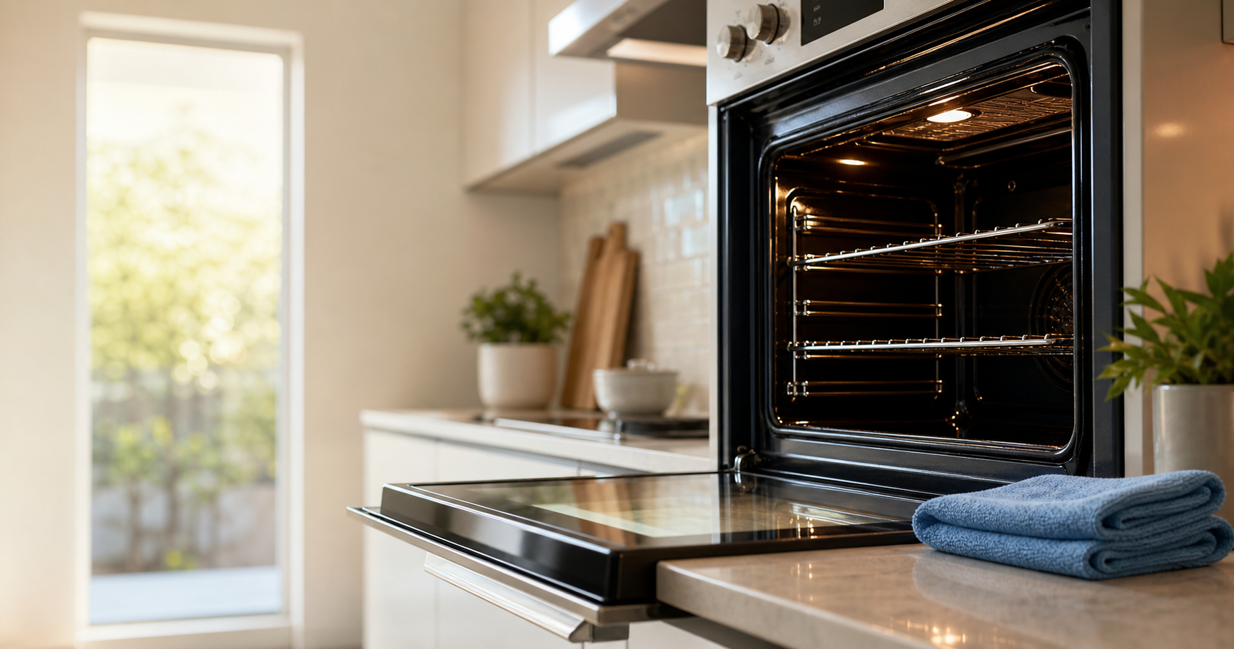 Spotless oven ready to use in a bright Melbourne kitchen