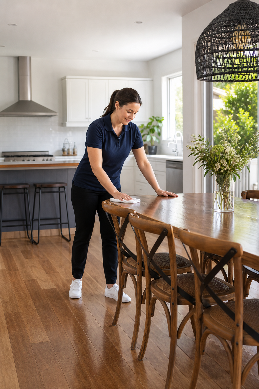 Cleaner maintaining a Melbourne home on a regular cleaning visit