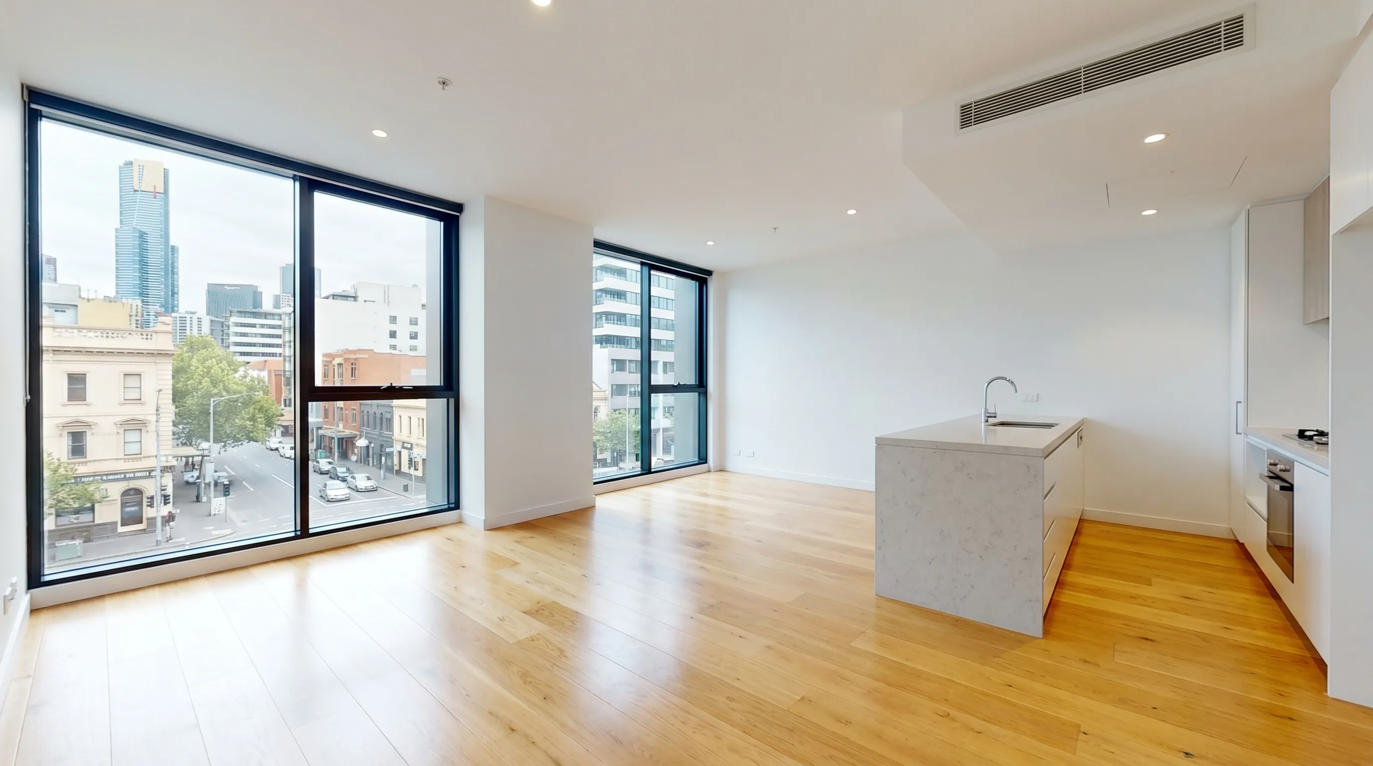 Cleaner preparing a Melbourne rental for final inspection