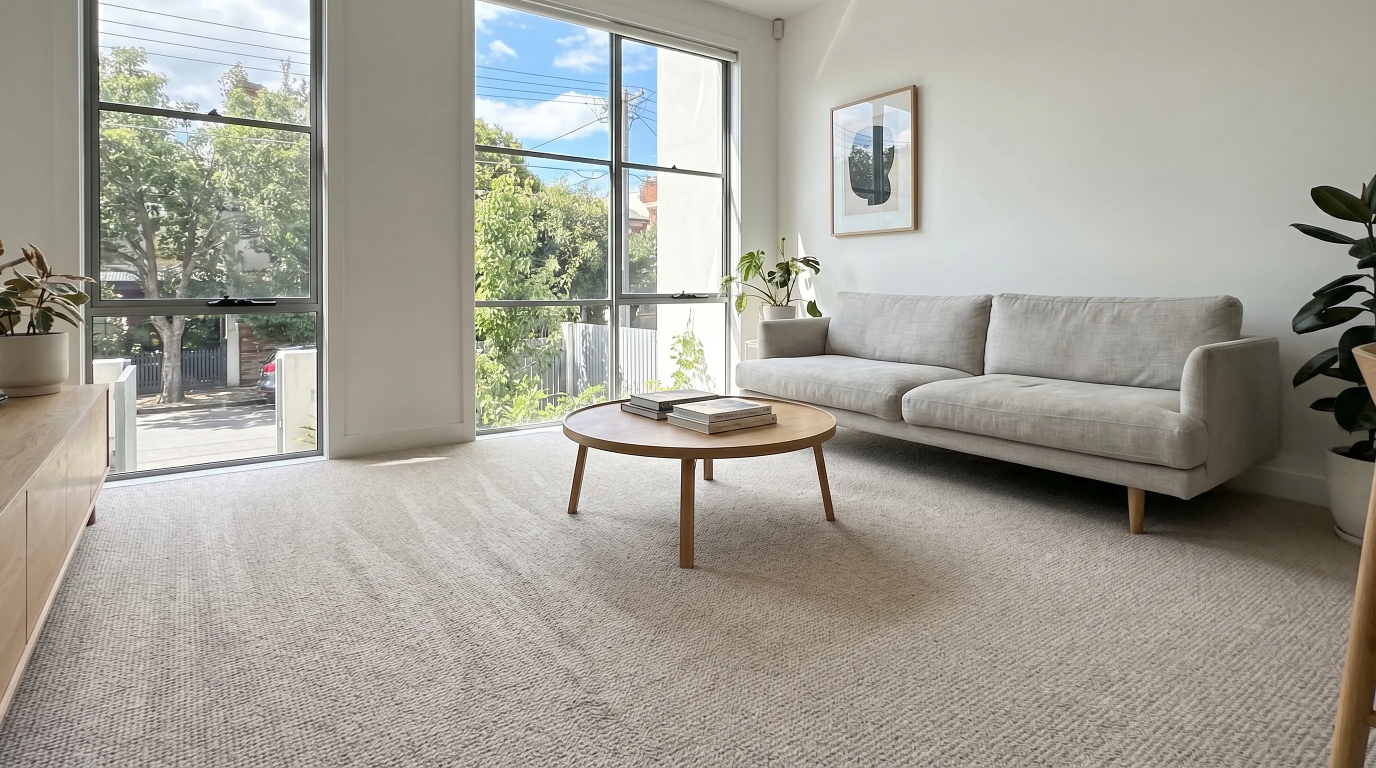 Freshly steam cleaned carpet in a Melbourne home